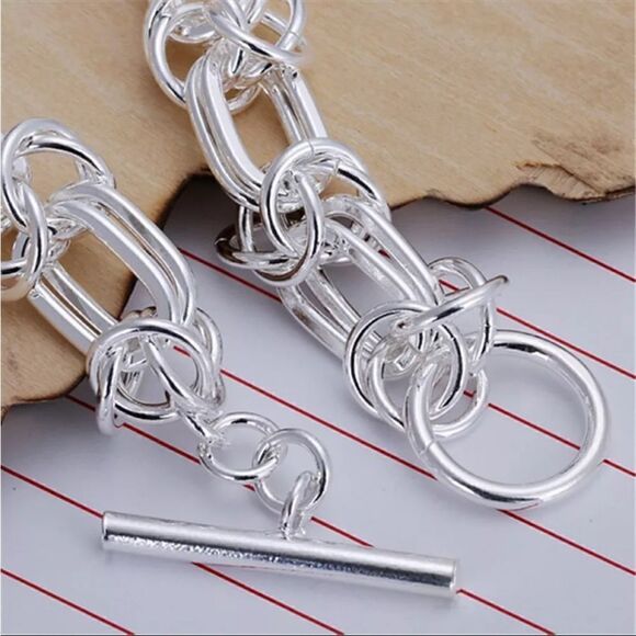 #40 NEW 925 Sterling Silver Chunky Chain Link Bracelet - Picture 4 of 5